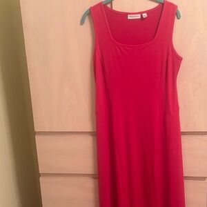 New Susan Graver Brilliant Pink Sleeveless Liquid Knit Midi Dress